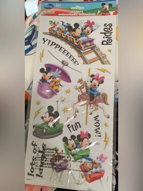 Disney Amusement Park Theme Mickey & Friends Sticker Sheet. Rare ⭐️